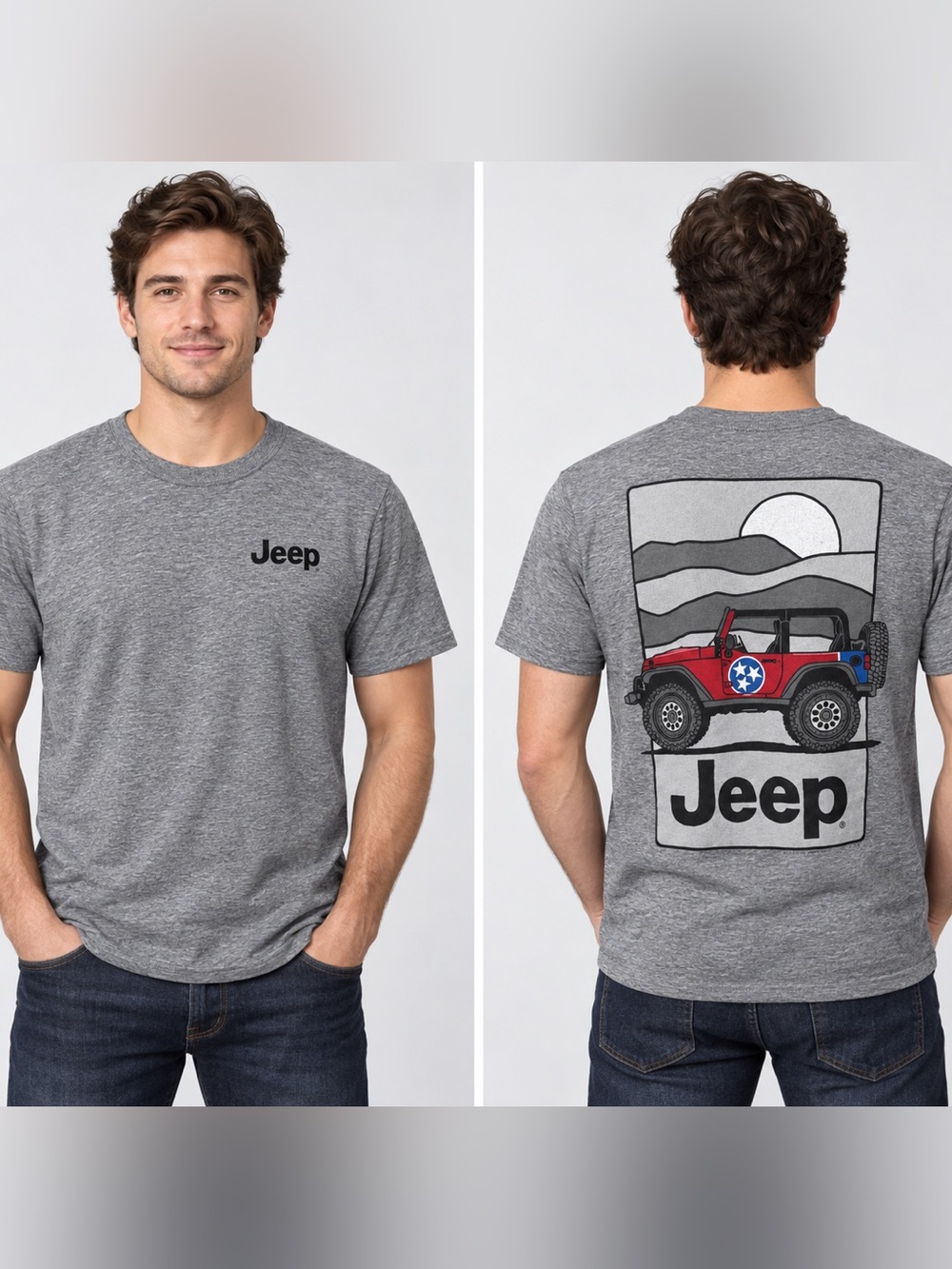 Jeep Tennessee Graphic T-Shirt Gray Red Wrangler 4x4 Men’s Medium